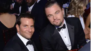 BEVERLY HILLS, CA - JANUARY 12: 71st ANNUAL GOLDEN GLOBE AWARDS -- Pictured: (l-r) Actors Bradley Cooper and Leonardo DiCaprio at the 71st Annual Golden Globe Awards held at the Beverly Hilton Hotel on January 12, 2014 -- (Photo by Larry Busacca/NBC/NBCU Photo Bank/NBC)