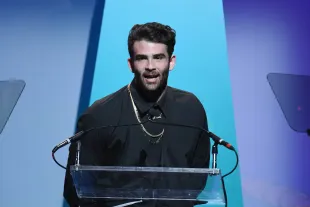 Hasan Piker, aka HasanAbi, was accused of animal cruelty based on unverified claims using a shock collar on his dog  (Image via Dave Kotinsky/Getty Images for Shorty Awards)
