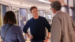 Nick Gehlfuss as Dr Will Halstead and Oliver Platt as Dr Daniel Charles in Chicago Med Season 11 Episode 2. Photo courtsey: NBC.