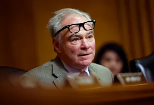Sen. Tim Kaine (D-VA) questions U.S. President-elect Donald Trump’s nominee for Secretary of State, Sen. Marco Rubio (R-FL) during his Senate Foreign Relations confirmation hearing at Dirksen Senate Office Building on January 15, 2025 in Washington, DC. (Photo by Kevin Dietsch/Getty Images)