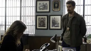 Capt. Olivia Benson (Mariska Hargitay) and Det. Joe Velasco (Octavio Pisano) in Law & Order: Special Victims Unit season 27 episode 3, A Vicious Circle, as Velasco weighs a DEA assignment amid the clinic bombing probe. Photo via NBC.