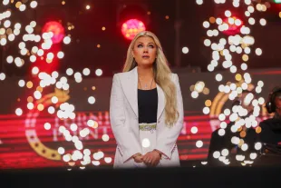 GLENDALE, ARIZONA - SEPTEMBER 21: Erika Kirk speaks during the memorial service for her husband, political activist Charlie Kirk at State Farm Stadium on September 21, 2025 in Glendale, Arizona. Kirk, the CEO and co-founder of Turning Point USA, was shot and killed on September 10th while speaking at an event during his "American Comeback Tour" at Utah Valley University. (Photo by Win McNamee/Getty Images)