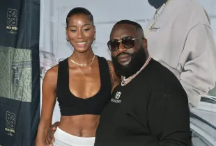 HOLLYWOOD, FLORIDA - AUGUST 8: Rick Ross and Jazzma Kendrick attend RR22 Launch Event With Rick Ross at the G7 rooftop at Dolce by Wyndham Hotel on August 8, 2025 in Hollywood, Florida. (Photo by Manny Hernandez/Getty Images)