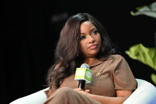US Rep Jasmine Crockett during Day 3 of Revolt World at Pangaea Studios on September 22, 2024 in Atlanta, Georgia. (Photo by Paras Griffin/Getty Images for Revolt TV)