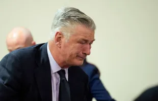 Alec Baldwin gets emotional at the conclusion of his trial for involuntary manslaughter in First Judicial District Court on July 12, 2024 in Santa Fe, New Mexico. The trial for involuntary manslaughter was dismissed by a judge Friday after she ruled that key evidence over a fatal shooting on the set of "Rust" had been withheld from the defense. (Photo by Ramsay de Give-Pool/Getty Images)