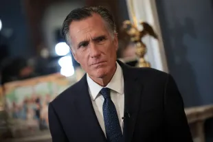 Sen. Mitt Romney (R-UT) answers questions in his office after announcing he will not seek re-election on September 13, 2023 in Washington, DC. Romney Called for a "new generation of leaders" while also criticizing both U.S. President Joe Biden and former U.S. President Donald Trump.  (Photo by Win McNamee/Getty Images)