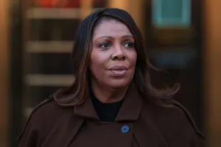 NEW YORK, NEW YORK - FEBRUARY 14: NY Attorney General Letitia James speaks during a press conference on the Department of Government Efficiency (DOGE) at Manhattan Federal Courthouse on February 14, 2025 in New York City. James was joined by Connecticut Attorney General William Tong for a press conference ahead of a scheduled court hearing as they discussed their ongoing lawsuit with 17 other state attorneys general to stop Elon Musk’s DOGE from accessing personal data housed in the Treasury Department. (Photo by Michael M. Santiago/Getty Images)