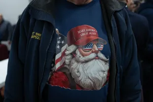 MASSAPEQUA, NEW YORK - DECEMBER 15: A man wears a 'Make America Great Again' sweatshirt during a press conference at American Legion Post 1066 on December 15, 2023 in Massapequa, New York. New York Republicans announced Nassau County legislator Mazi Melesa Pilip's nomination as their candidate to run in the February 13, 2024 special election for the House seat vacated by former Rep. George Santos (R-NY). (Photo by Adam Gray/Getty Images)