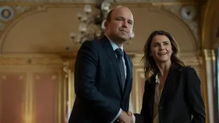 Keri Russell as Kate Wyler in The Diplomat season 3.  Image courtesy of Netflix