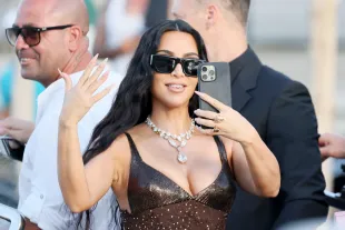 VENICE, ITALY - JUNE 27: Kim Kardashian sighting at the Jeff Bezos and Lauren Sanchez Wedding on June 27, 2025 in Venice, Italy. (Photo by Ernesto Ruscio/GC Images)