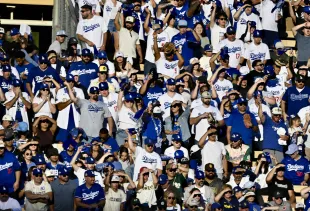 Shannon Kobylarczyk was captured confronting another spectator during a recent Dodgers vs Brewers game (Photo by Keith Birmingham/MediaNews Group/Pasadena Star-News via Getty Images)