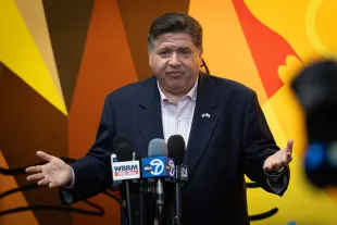 CHICAGO, ILLINOIS - SEPTEMBER 03:  Illinois Gov. JB Pritzker speaks to the press following a visit to  Metropolitan Peace Academy on September 03, 2025 in Chicago, Illinois. The  Metropolitan Peace Academy was training violence intervention leaders on how to respond to the anticipated National Guard and federal agent deployment to Chicago.  (Photo by Scott Olson/Getty Images)