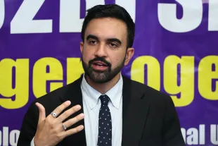 NEW YORK, NEW YORK - JULY 30: New York City Mayoral Candidate Zohran Mamdani speaks during a press conference on the victims of the Midtown shooting at 32BJ SEIU headquarters on July 30, 2025 in New York City. Mamdani joined 32BJ President Manny Pastreich, Bangladeshi American Police Association (BAPA) Co-Founder and Retired NYPD Lieutenant Commander Shamsul Haque and family members of Aland Etienne, who was a member of 32BJ, to speaks about the victims of Monday's shooting that left four people dead and a fifth critically injured. (Photo by Michael M. Santiago/Getty Images)