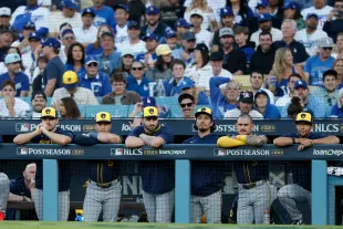 The Brewers Karen went viral after the Game 2 of the National League Championship Series (Image via Harry How/Getty Images)
