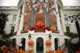 WASHINGTON, DC - OCTOBER 31:  Decorations for  a Halloween event is seen at the White House October 31, 2014 in Washington, DC. President Barack Obama and first lady Michelle Obama are hosting local children and children of military families to trick-or-treat and celebrate Halloween.  (Photo by Alex Wong/Getty Images)