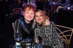 Ed Sheeran and Cherry Seaborn during The BRIT Awards 2022 at The O2 Arena on February 08, 2022 in London, England. (Photo by JMEnternational/Getty Images)