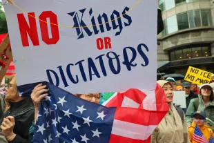 Lucy Martinez, an elementary school teacher, was protesting at a No Kings demonstration in Chicago [Representational Image] (Image via Michael M. Santiago/Getty Images)