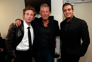 NEW YORK, NEW YORK - SEPTEMBER 28: (L-R) Jeremy Allen White, Bruce Springsteen and Asad Ayaz, Chief Brand Officer, The Walt Disney Company and President, Marketing, The Walt Disney Studios and Disney+ attend the New York Film Festival Spotlight Gala at Alice Tully Hall on September 28, 2025 in New York, New York. (Photo by Kevin Mazur/Getty Images for 20th Century Studios)
