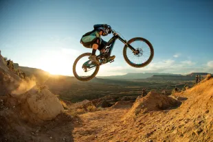 Adolf Silva of Spain during practice at the Red Bull Rampage, an invitational only competition and the pivotal freeride mountain bike event in the world  on October 26, 2018 in Virgin, Utah. (Photo by Daniel Milchev/Getty Images)