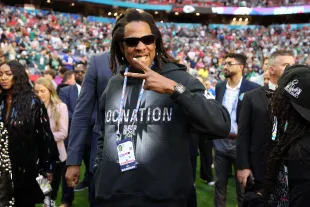 GLENDALE, ARIZONA - FEBRUARY 12: Jay-Z attends Super Bowl LVII between the Philadelphia Eagles and the Kansas City Chiefs at State Farm Stadium on February 12, 2023 in Glendale, Arizona. (Photo by Christian Petersen/Getty Images)