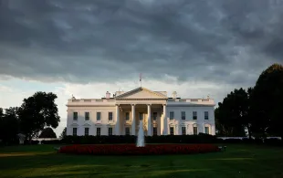 WASHINGTON, DC - JULY 18: Early morning light is seen on the  White House on July 18, 2024 in Washington, DC. President Joe Biden tested positive for Covid-19 while traveling in Las Vegas for a series of events. He is quarantining in Delaware, according to the White House.  (Photo by Kevin Dietsch/Getty Images)