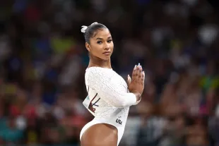 Jordan Chiles of Team United States competes in the Artistic Gymnastics Women's Floor Exercise Final on day ten of the Olympic Games Paris 2024 (Image via Getty)