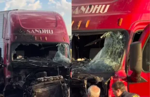 A viral clip depicted a "Sandhu" sticker on the truck (Image via Instagram/@iepulse_ )