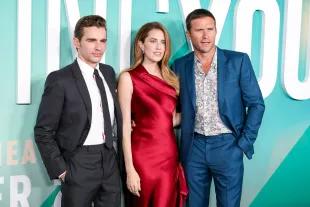 LOS ANGELES, CALIFORNIA - OCTOBER 20: (L-R) Dave Franco, Allison Williams, and Scott Eastwood attend the premiere of Paramount Pictures' "Regretting You" at Paramount Studios on October 20, 2025 in Los Angeles, California. (Photo by Kevin Winter/Getty Images)