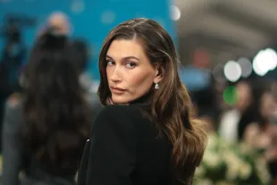 Hailey Bieber attends the 2025 Met Gala Celebrating "Superfine: Tailoring Black Style" at Metropolitan Museum of Art (Image via Getty)