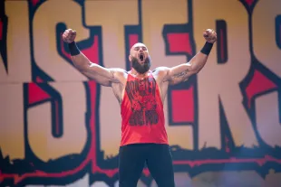 Braun Strowman makes his entrance during SmackDown at Crypto.com Arena on March 31, 2023 in Los Angeles, California. (Photo by Andrew Timms/WWE via Getty Images)