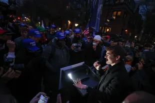 Nick Fuentes slams man in Nazi Uniform kicked out of Georgia college bar over attacking woman in camera (Photo by Tayfun Coskun/Anadolu Agency via Getty Images)