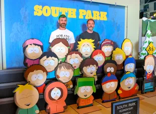 SAN DIEGO, CALIFORNIA - JULY 24: (L-R) Matt Stone and Trey Parker attend Paramount+’s South Park In San Diego event during 2025 San Diego Comic-Con on July 24, 2025 in San Diego, California. (Photo by Jon Kopaloff/Getty Images for Paramount+)