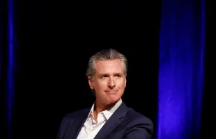 MONTEREY PARK, CALIFORNIA - FEBRUARY 26: California Governor Gavin Newsom looks on before speaking at East Los Angeles College on February 26, 2025 in Monterey Park, California. Newsom announced the California Jobs First Economic Blueprint along with additional funding for Los Angeles communities impacted by wildfires today. (Photo by Mario Tama/Getty Images)
