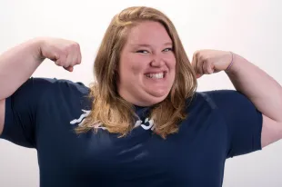 Weightlifter Holley Mangold at the Team USA Media Summit in Dallas, TX in advance of the 2012 London Olympics. (Photo by Robert Daemmrich Photography Inc/Corbis via Getty Images)