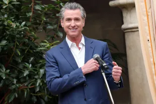 Gavin Newsom speaks onstage during the Vogue World: Hollywood Press Announcement at Chateau Marmont on March 26, 2025 in Los Angeles, California. (Photo by Amy Sussman/Getty Images)