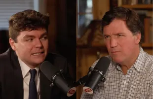 Nick Fuentes on the recent Tucker Carlson Show episode (Image via YouTube/Tucker Carlson)