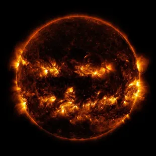 Pumpkin Sun image captured by NASA (Image via science.nasa.gov)