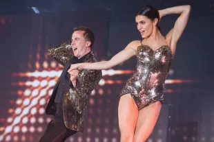 Hayley Erbert and Frankie Muniz perform on stage during Dancing With The Stars. (Photo by Mat Hayward/Getty Images)