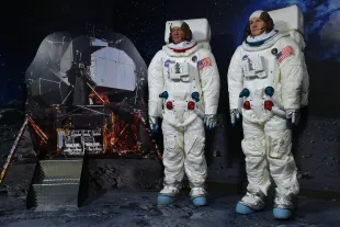General view of the Apollo 11 Experience celebrating the 50th anniversary of the first moon landing with NASA guest Dr. Jennifer Stern and figures of (L) Buzz Aldrin and (R) Neil Armstrong at Madame Tussauds DC on July 24, 2019 in Washington, DC. (Photo by Larry French/Getty Images for Madame Tussauds DC )