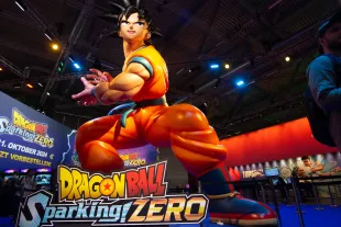 The Dragon Ball game installation is seen at the Bandai Namco Entertainment booth during the opening day of Gamescom in Cologne, Germany, on August 21, 2024. (Photo by Ying Tang/NurPhoto via Getty Images)