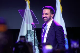 NEW YORK, NEW YORK - NOVEMBER 04: New York City Democratic mayoral candidate Zohran Mamdani  takes the stage at his election night watch party at the Brooklyn Paramount on November 4, 2025 in the Brooklyn borough of New York City. Mamdani defeated Independent candidate Andrew Cuomo and Republican candidate Curtis Sliwa in the closely watched election for New York City mayor.  (Photo by Spencer Platt/Getty Images)