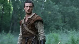Jack Patten as Robin in Robin Hood Season 1, Episode 2 A Heinous Devil, set in Sherwood Forest. Image via MGM+.