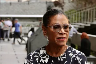 LOS ANGELES, CA - SEPTEMBER 7: Shawn Holley, one of the attorneys representing Danny Masterson, is seen speaking to the media on September 7, 2023 in Los Angeles, California. Masterson was sentenced on Thursday to 30 years to life in prison for raping two women. (Photo by MEGA/GC Images)