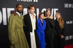 NEW YORK, NEW YORK - NOVEMBER 01: LaKeith Stanfield, Robert Pattinson, Lynn Ramsay, Jennifer Lawrence, and Sissy Spacek attend the "Die My Love" New York premiere at AMC Lincoln Square Theater on November 01, 2025 in New York City. (Photo by Valerie Terranova/WireImage)