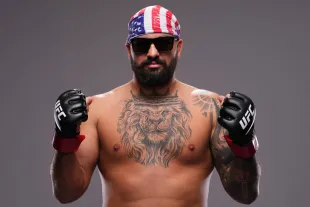 LAS VEGAS, NEVADA - NOVEMBER 08: Josh Hokit poses for a portrait after his victory during the UFC Fight Night event at UFC APEX on November 08, 2025 in Las Vegas, Nevada.  (Photo by Mike Roach/Zuffa LLC)