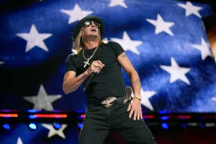 Musician Kid Rock performs on the fourth day of the Republican National Convention at the Fiserv Forum on July 18, 2024 in Milwaukee, Wisconsin. Delegates, politicians, and the Republican faithful are in Milwaukee for the annual convention, concluding with former President Donald Trump accepting his party's presidential nomination. The RNC takes place from July 15-18. (Photo by Andrew Harnik/Getty Images)