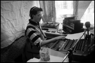UNITED KINGDOM - JANUARY 01:  Photo of Tim WESTWOOD; Portrait of DJ Tim Westwood playing on pirate station LWR in a council housing block in east London  (Photo by David Corio/Redferns)