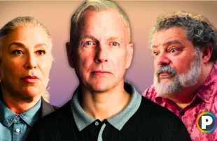 Roma Maffia, Mark Harmon and Bobby Moynihan from NCIS franchise [Custom cover edited by Primetimer. Original Images © CBS]