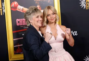 Christy Martin and Sydney Sweeney attend the "Christy" premiere during 2025 AFI FEST at TCL Chinese Theater on October 25, 2025 in Hollywood, California. (Photo by Frazer Harrison/Getty Images)