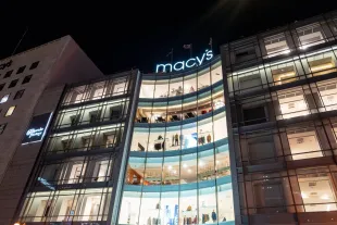 Night view of Macy's department store, Union Square, San Francisco, California, October 7, 2025. (Photo by Smith Collection/Gado/Getty Images)